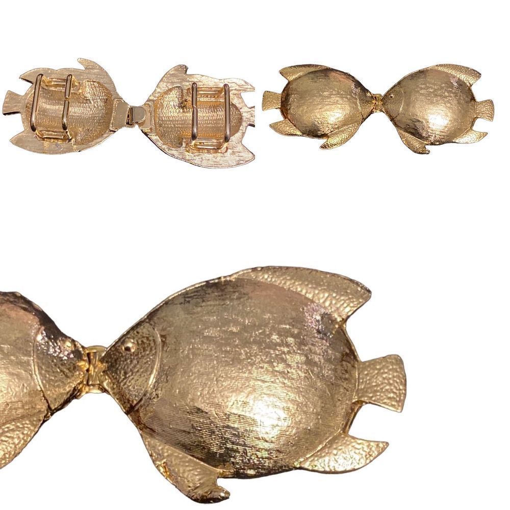Vintage Fish Gold Tone small belt buckle